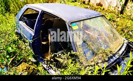 Sedan Car Rahmen in hohem Gras Stockfoto