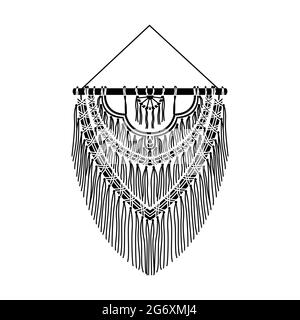 Vektor-Illustration von Macrame Wandbild im Boho-Stil. Schlichter Stil Stock Vektor