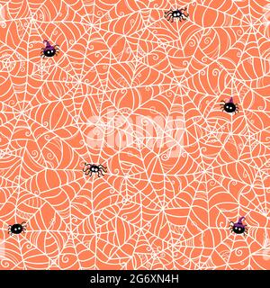 Handgezeichnete Spinnennetz nahtlose Muster, gruselige Halloween-Hintergrund, ideal für Banner, Tapeten, Verpackung - Vektor-Design Stock Vektor
