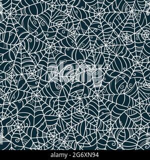 Handgezeichnete Spinnennetz nahtlose Muster, gruselige Halloween-Hintergrund, ideal für Banner, Tapeten, Verpackung - Vektor-Design Stock Vektor