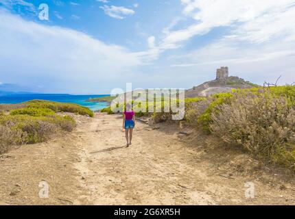 Cabras (Italien) - die touristische Küstenstadt in Sardinien Region und Insel, mit Strand, Sinis Halbinsel und Tharros archäologischen Stätte. Stockfoto