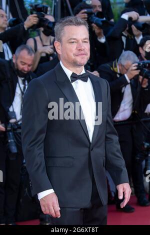 Matt Damon nimmt an der Filmvorführung „Stillwater“ während der 74. Jährlichen Filmfestspiele von Cannes am 8. Juli 2021 in Cannes, Frankreich, Teil. (Foto von Franck Bonham/imageSPACE/Sipa USA) Stockfoto