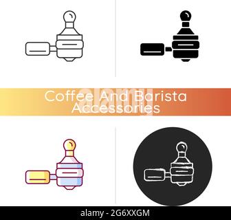 Kaffeestampfer und Portafilter-Symbol Stock Vektor