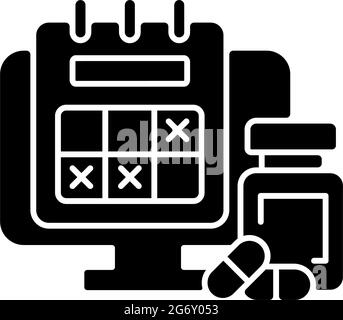 Schwarzes Glyphensymbol für die Verfolgung der Krankheitszeit Stock Vektor
