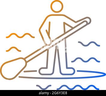 Paddle Board Surfen Gradienten linearen Vektor-Symbol Stock Vektor