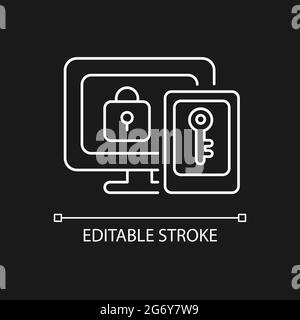 Multi-Faktor-Authentifizierung weißes lineares Symbol für dunkles Design Stock Vektor