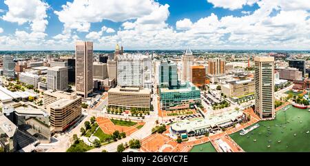Luftpanorama der Skyline von Baltimore Stockfoto