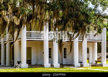 Gamble Mansion, eine Vorkriegsvilla in Ellenton, Florida. Die Heimat von Major Robert Gamble und Hauptquartier seiner ausgedehnten Zuckerplantage Stockfoto