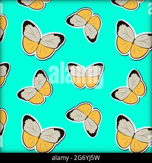 Nahtloses Schmetterlingsmuster (Catopsilia scylla). Schmetterling Doodle Muster Tapete. Musterhintergrund wiederholen. Stock Vektor