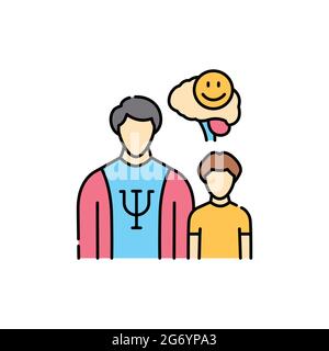 Symbol für farbige Linie des Kinderpsychologen. Kinder lernen. Piktogramm für Webseite, mobile App, Promo. UI UX GUI Design-Element. Bearbeitbare Kontur. Stock Vektor