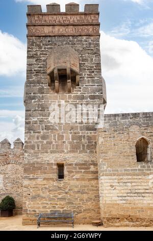 Zinnen und Türme der Burg San Marcos (Castillo de San Marcos) ist eine Festung, die auf den Fundamenten einer Moschee aus dem Jahr 126 erbaut wurde Stockfoto