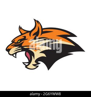 Angry Lynx Wildcat Logo Maskottchen Vektor Illustration Stock Vektor