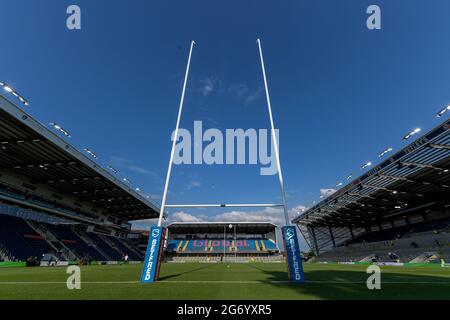 Ein allgemeiner Blick auf das Emerald Headingley Stadium, das Heimstadion der Leeds Rhinos Stockfoto