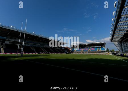 Ein allgemeiner Blick auf das Emerald Headingley Stadium, das Heimstadion der Leeds Rhinos Stockfoto