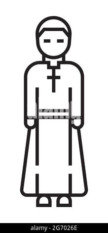 Priester, Geistlicher, Geistliche Ikone. Bibelvektor in einem dünnen Linienstil. Heiliger Mann einfache Illustration. Kaplan, Klerus, Symbol. Stock Vektor