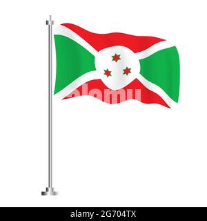 Burundi-Flagge. Isolierte Wellenflagge des Landes Burundi. Vektorgrafik. Unabhängigkeitstag. Stock Vektor