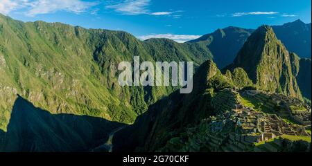 Machu Picchu Ruinen und Urubamba Flusstal, Peru Stockfoto