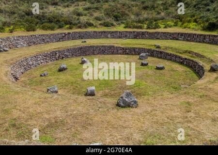 Landwirtschaftliche Terrassen der Inka in Moray, Sacred Valley, Peru Stockfoto