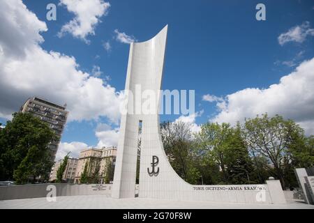 Pomnik Armii Krajowej i Polskiego Panstwa Podziemnego (Denkmal des polnischen Untergrundstaates und der Heimatarmee) in Warschau, Polen. 20. Mai 2021 © Stockfoto