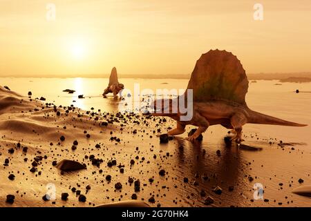 Kunstwerk des Synapsid dimetrodon Stockfoto