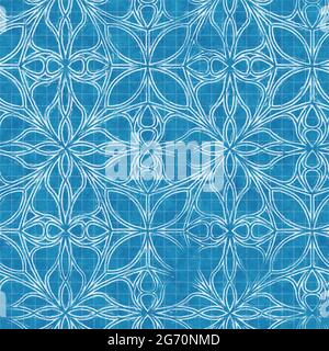 Nahtloses Blaumuster in leuchtendem Blau für Textil und Druck Stockfoto