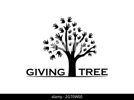 Giving Tree Logo Design Vektor-Vorlage Hand Tree Abstraktes Logo Design Multiuse Stock Vektor