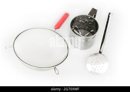 Isolierter Satz von Küchenwerkzeugen Stockfoto