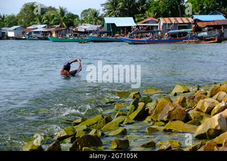 Kambodscha Sihanoukville - Kampong Som - Fischerdorf am Independence Beach Stockfoto