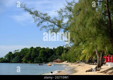 Kambodscha Sihanoukville - Kampong Som - Ou Chheuteal Beach Strandlandschaft Stockfoto