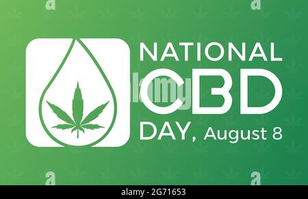 Nationales cbd-Tag-Banner, Poster, Karte, Hintergrund-cbd-Feiertagsvorlage. Wir feiern ein Cannabinoid, das scheinbar das Leben vieler verändert. Stock Vektor