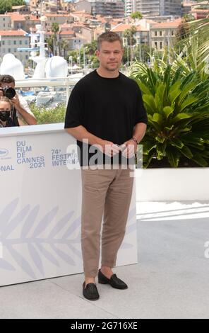 9. Juli 2021, CANNES, Frankreich: CANNES, FRANKREICH - 09. JULI: Matt Damon nimmt am 09. Juli 2021 in Cannes, Frankreich, an der Fotoschau „Stillwater“ Teil. (Bild: © Frederick InjimbertZUMA Wire) Stockfoto