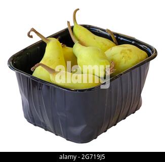 Gepackte Birnen isoliert auf weißem Hintergrund. Pear-Beschneidungspfad Stockfoto