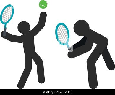 Isometrischer Vektor mit Tennis-Symbol. Stockmann spielt Tennis. Sportkonzept Stock Vektor