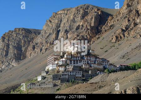 Kee, Indien - 2021. Juni: Ansichten des Key-Klosters in Kee am 29. Juni 2021 im Spiti-Tal, Himachal Pradesh, Indien. Stockfoto