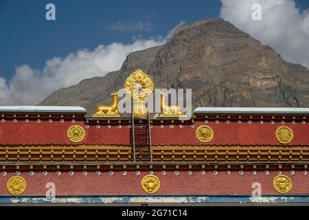 Tabo, Indien - 2021. Juni: Blick auf das Tabo-Kloster im Dorf Tabo am 1. Juli 2021 im Spiti-Tal, Himachal Pradesh, Indien. Stockfoto