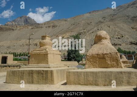 Tabo, Indien - 2021. Juni: Blick auf das Tabo-Kloster im Dorf Tabo am 1. Juli 2021 im Spiti-Tal, Himachal Pradesh, Indien. Stockfoto