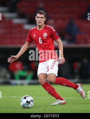 Datei-Foto vom 08-09-2020 des dänischen Andreas Christensen während des UEFA Nations League Group 2, League A Spiel im Parken Stadium, Kopenhagen. Ausgabedatum: Samstag, 10. Juli 2021. Stockfoto