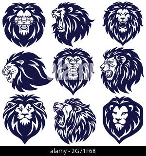 Lion Logo Set Premium Collection Vektor-Design Illustration Paket Stock Vektor