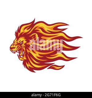 Brüllender Löwe Flammendes Feuer Logo Vektorgrafik Stock Vektor