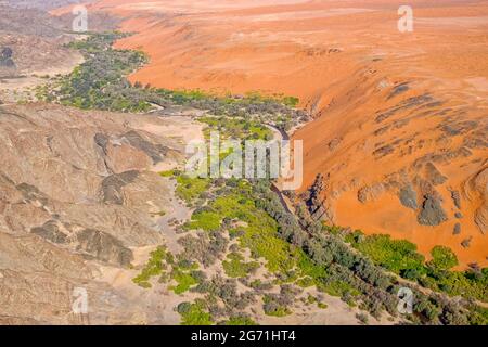 Skeleton Coast Luftaufnahme des Kuiseb River. Namibia, Afrika Stockfoto