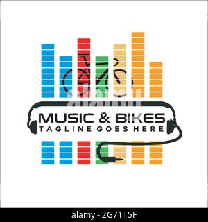 Music & Bikes Logo exklusive Designinspiration Stock Vektor