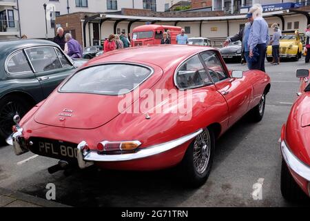 E-Typ, Jaguar, klassisch, Auto, 1960, Auto, Cowes, Isle of Wight, England, Großbritannien, Stockfoto