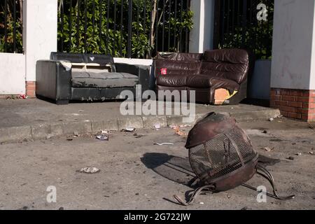 Tigers Bay, Bonfire, Duncairn Garden, Belfast, Nordirland. Bilddatum: 10. Juli 2021 Stockfoto