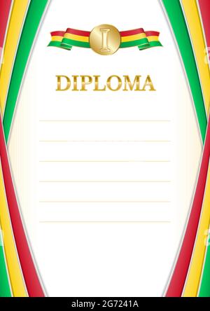 Vertikaler Rahmen und Grenze zur Guinea-Bissau-Flagge, Vorlagenelemente für Ihr Zertifikat und Diplom. Vektor. Stock Vektor