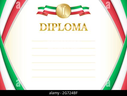 Horizontaler Rahmen und Grenze zur italienischen Flagge, Vorlagenelemente für Ihr Zertifikat und Diplom. Vektor. Stock Vektor