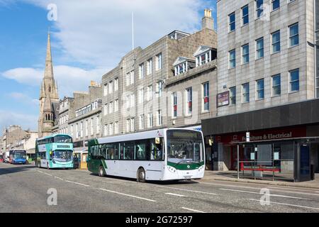 Lokale Busse, Union Street, City of Aberdeen, Aberdeenshire, Schottland, Vereinigtes Königreich Stockfoto