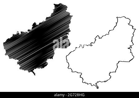 Landkreis Eichsfeld (Bundesrepublik Deutschland, Landkreis, Freistaat Thüringen) Kartenvektordarstellung, Scribble-Skizze Eichsfeld-Karte Stock Vektor