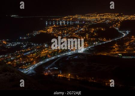 Panoramablick auf die Stadt Ushuaia, Feuerland, Argentinien. Stockfoto