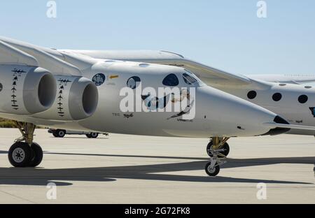 Virgin Galactic VMS Eve auf der Edwards Air Force Base Stockfoto