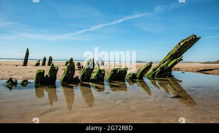 The Wreck Of The Helvetia, Rhossili Bay Beach, Gower Peninsula, Wales, 2021 Stockfoto